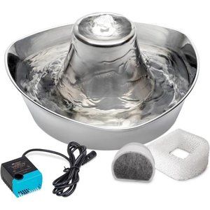 Seaside Stainless Cat & Dog Fountain - 2 Water Filters & 1 Pump Included